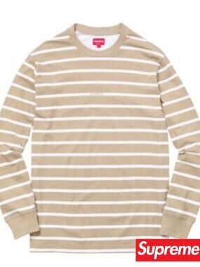 Supreme Stripe L/S Top FW17 Tan Long Sleeve Size L Streetwear